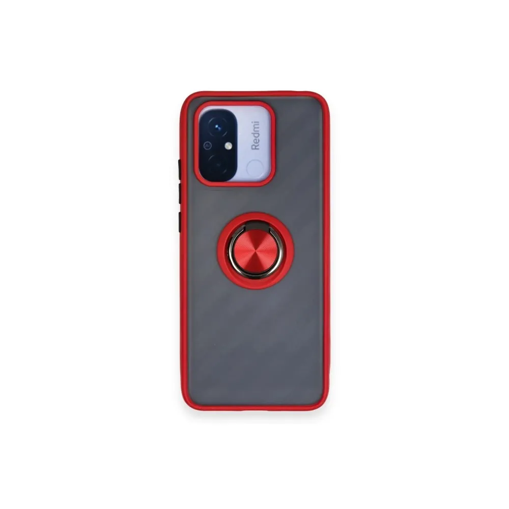 Newface Xiaomi Redmi 12C Kılıf Montreal Yüzüklü Silikon Kapak - Kırmızı