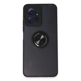 Newface Xiaomi Redmi Note 12 4G Kılıf Montreal Yüzüklü Silikon Kapak - Siyah