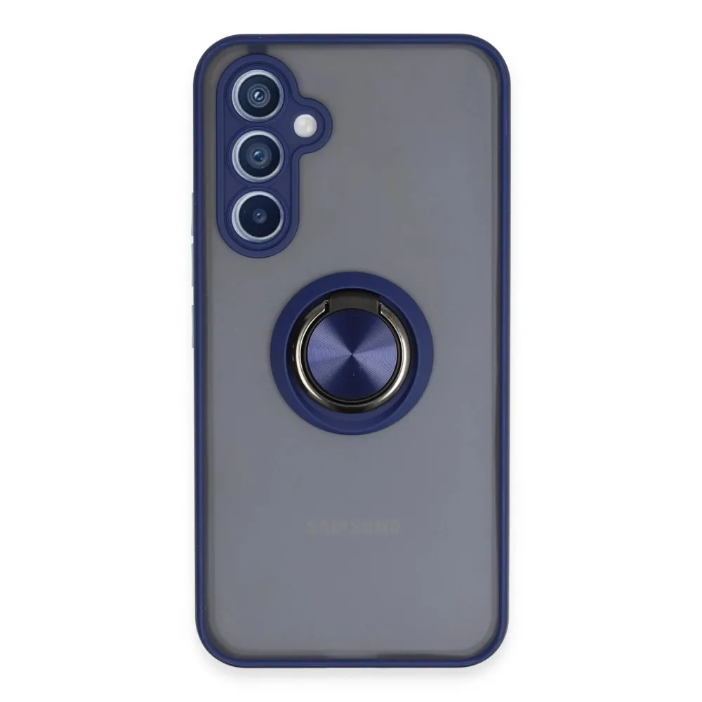 Newface Samsung Galaxy A34 5G Kılıf Montreal Yüzüklü Silikon Kapak - Lacivert
