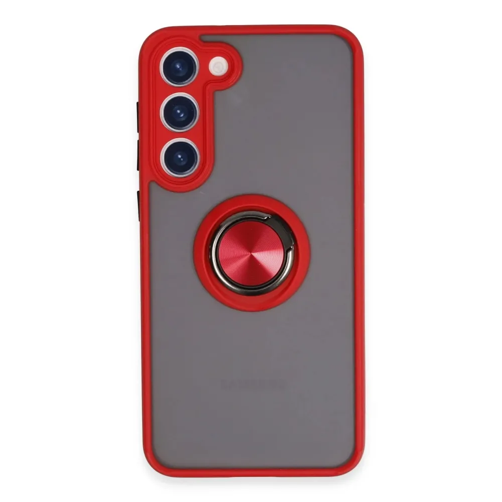 Newface Samsung Galaxy S23 Plus Kılıf Montreal Yüzüklü Silikon Kapak - Kırmızı