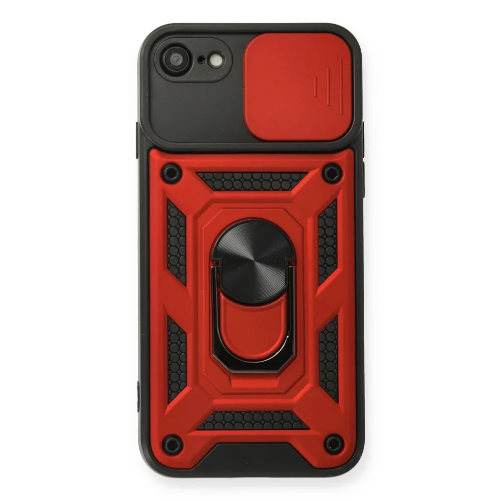 Newface Iphone 7 Kılıf Pars Lens Yüzüklü Silikon - Kırmızı