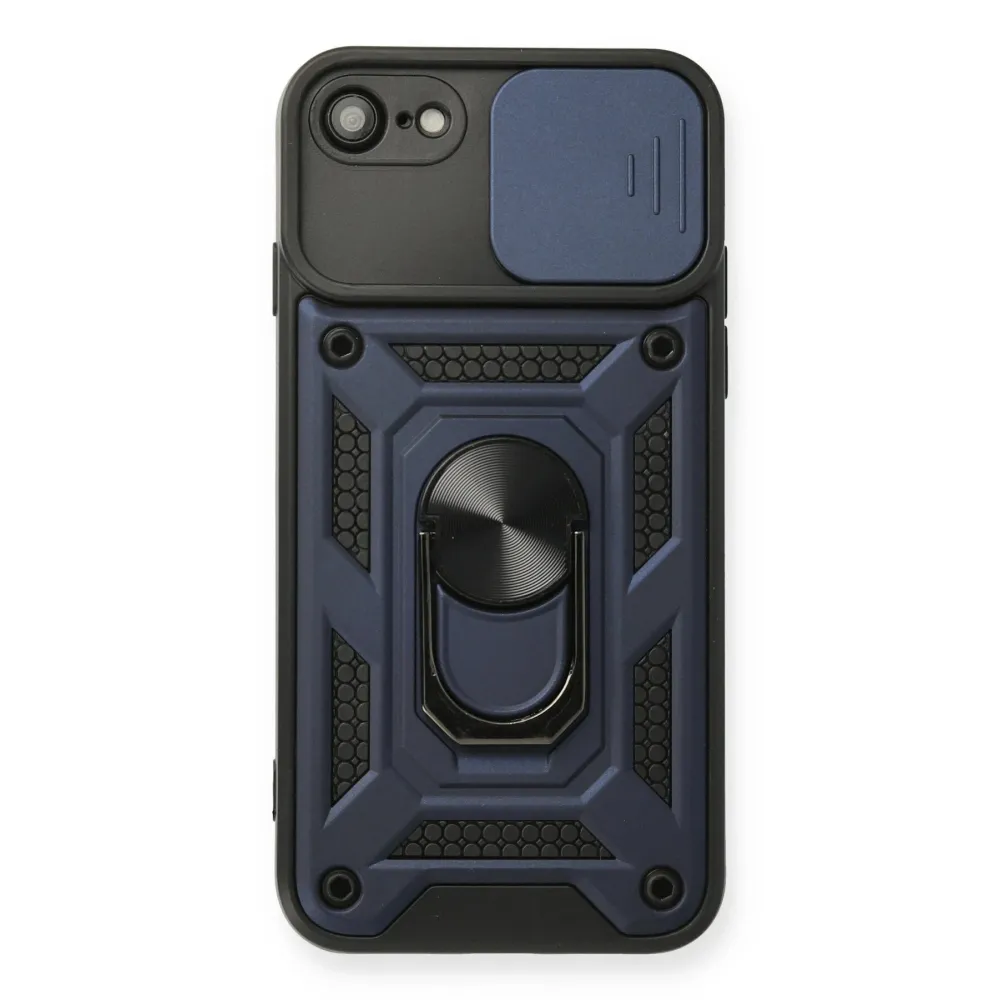 Newface Iphone 7 Kılıf Pars Lens Yüzüklü Silikon - Lacivert