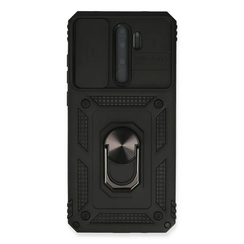 Newface Xiaomi Redmi Note 8 Pro Kılıf Pars Lens Yüzüklü Silikon - Siyah