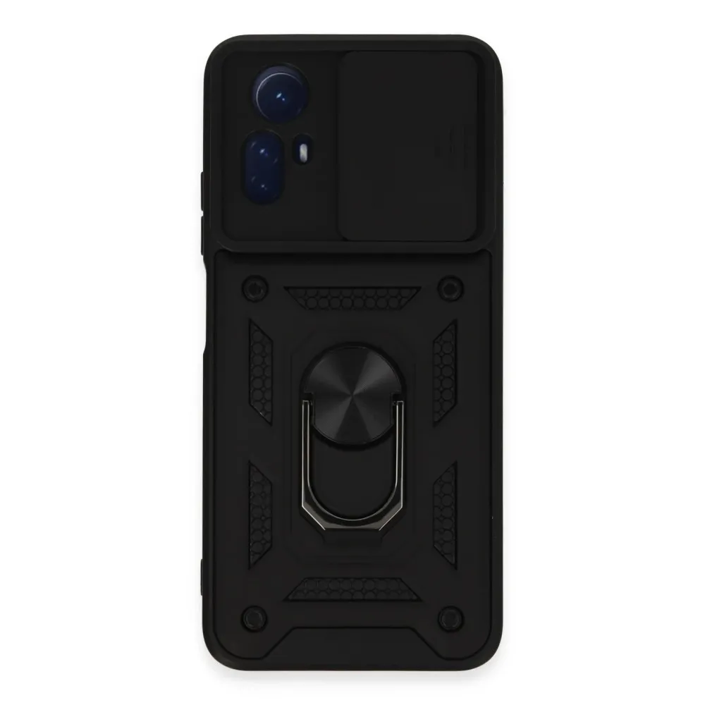 Newface Xiaomi Redmi Note 12S Kılıf Pars Lens Yüzüklü Silikon - Siyah