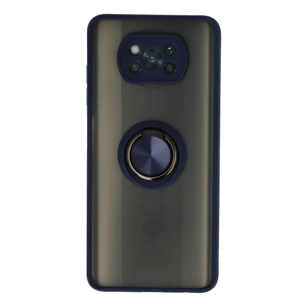 Newface Xiaomi Pocophone X3 Kılıf Montreal Yüzüklü Silikon Kapak - Lacivert
