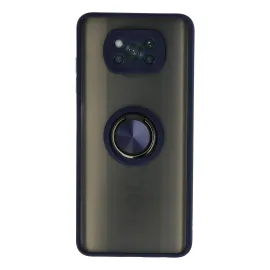 Newface Xiaomi Pocophone X3 Kılıf Montreal Yüzüklü Silikon Kapak - Lacivert