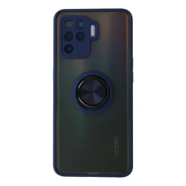 Newface Oppo Reno 5 Lite Kılıf Montreal Yüzüklü Silikon Kapak - Lacivert