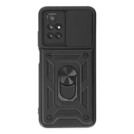 Newface Xiaomi Redmi 10 2022 Kılıf Pars Lens Yüzüklü Silikon - Siyah