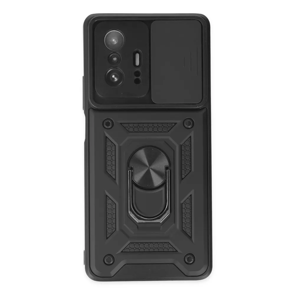 Newface Xiaomi Mi 11T Pro Kılıf Pars Lens Yüzüklü Silikon - Siyah