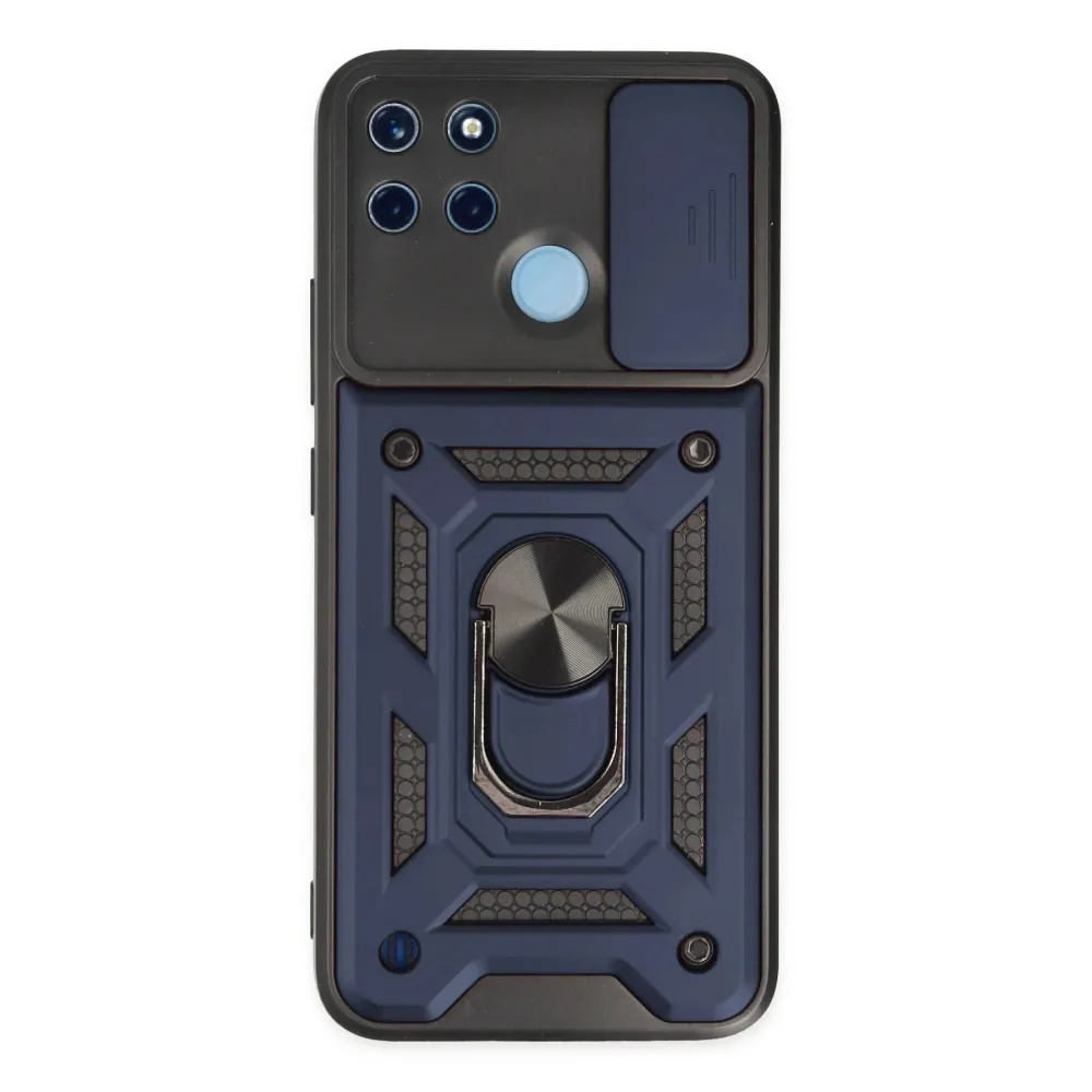 Newface Realme C25Y Kılıf Pars Lens Yüzüklü Silikon - Lacivert