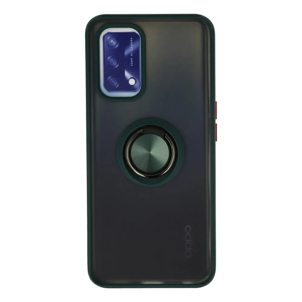 Newface Oppo A74 4G Kılıf Montreal Yüzüklü Silikon Kapak - Yeşil
