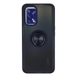 Newface Oppo A74 4G Kılıf Montreal Yüzüklü Silikon Kapak - Lacivert