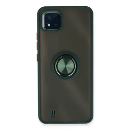 Newface Realme C11 2021 Kılıf Montreal Yüzüklü Silikon Kapak - Yeşil