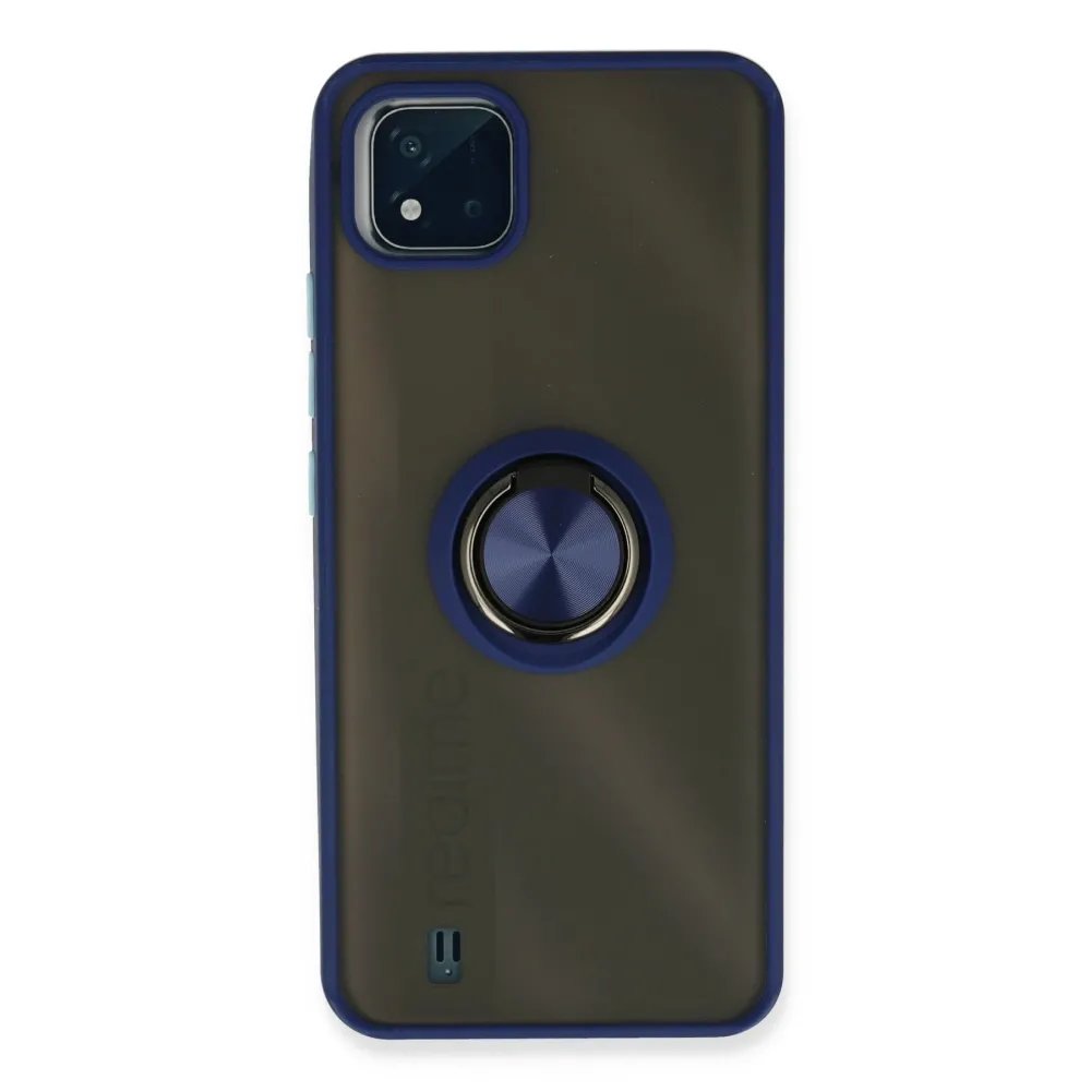 Newface Realme C11 2021 Kılıf Montreal Yüzüklü Silikon Kapak - Lacivert