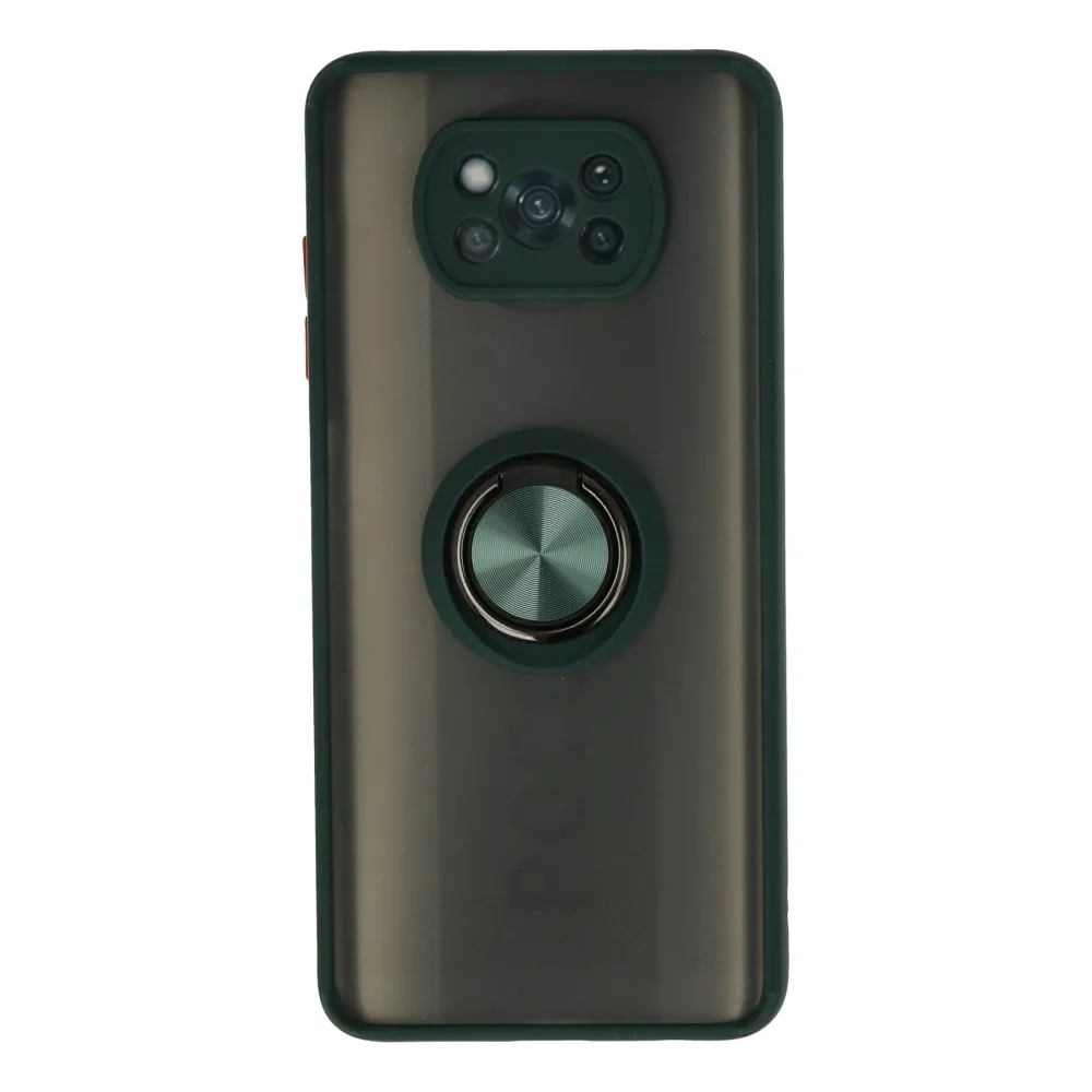 Newface Xiaomi Pocophone X3 Kılıf Montreal Yüzüklü Silikon Kapak - Yeşil