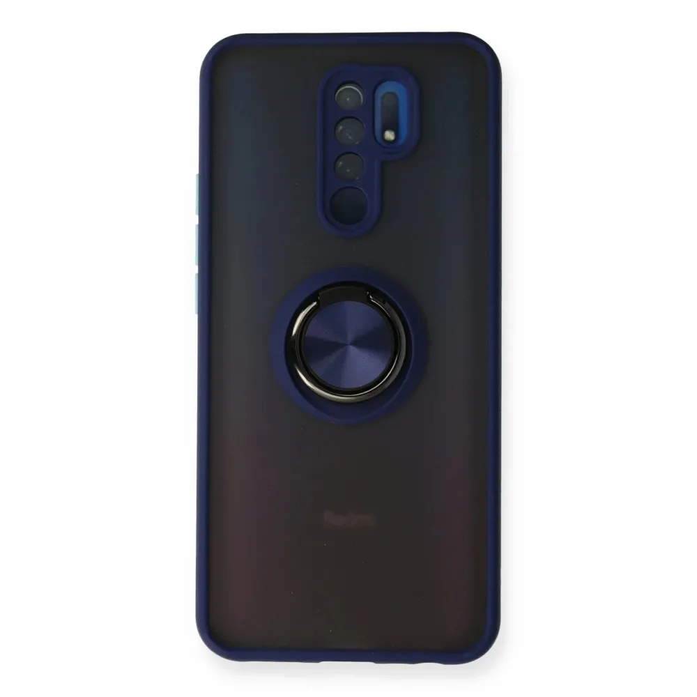 Newface Xiaomi Redmi 9 Kılıf Montreal Yüzüklü Silikon Kapak - Lacivert