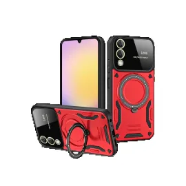 Newface Samsung Galaxy S25 Fe Kılıf Joy Lens Standlı Kapak - Kırmızı