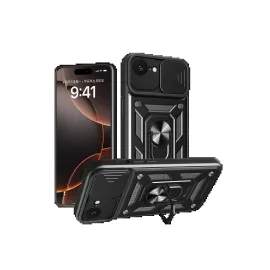 Newface Iphone 16E Kılıf Pars Lens Yüzüklü Silikon - Siyah