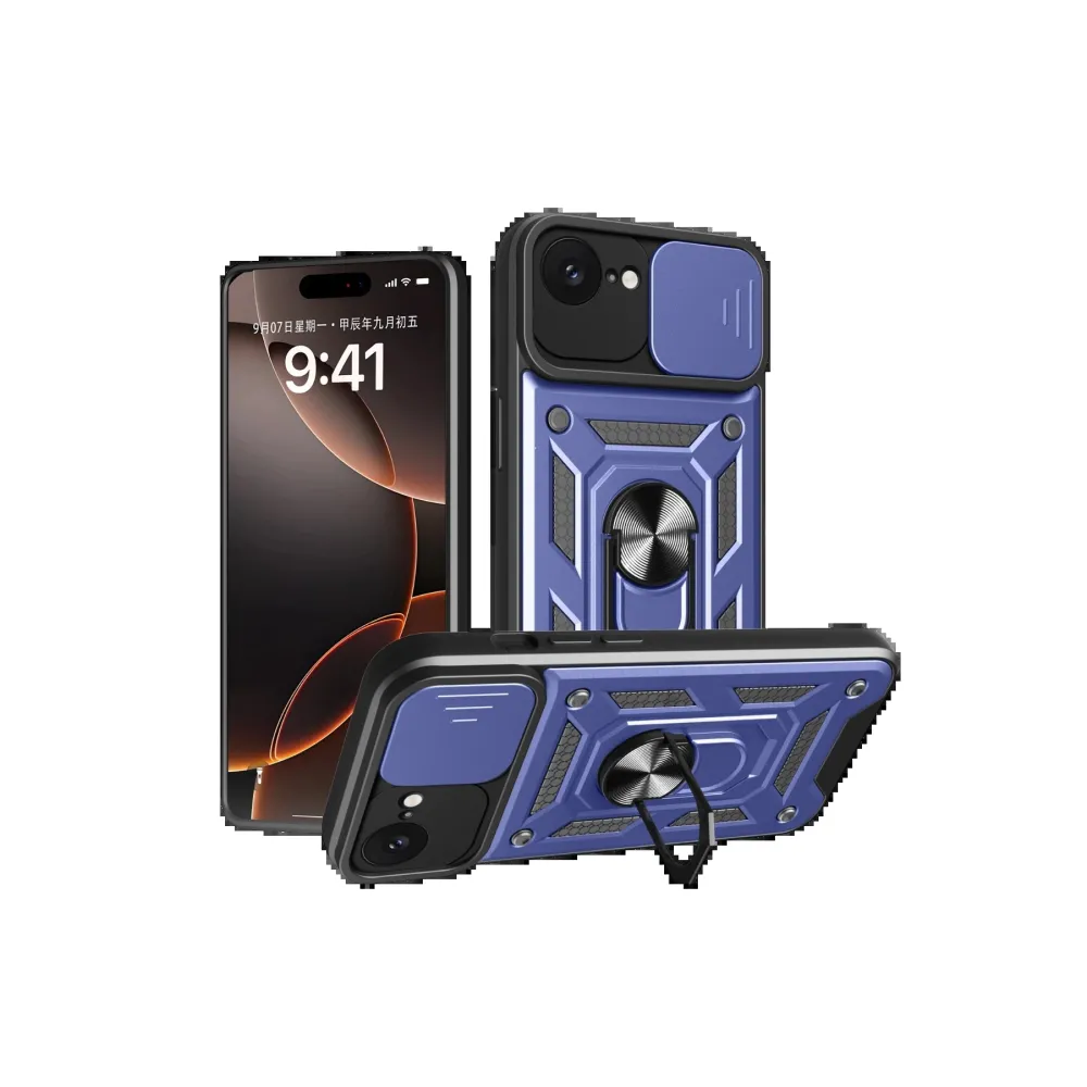 Newface Iphone 16E Kılıf Pars Lens Yüzüklü Silikon - Lacivert