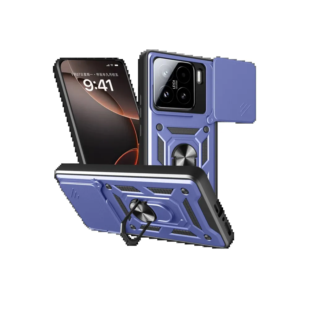 Newface Xiaomi Mi 15 Kılıf Pars Lens Yüzüklü Silikon - Lacivert