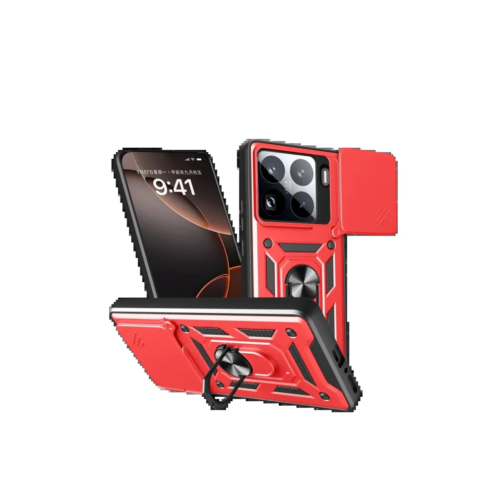 Newface Xiaomi Mi 15 Pro Kılıf Pars Lens Yüzüklü Silikon - Kırmızı
