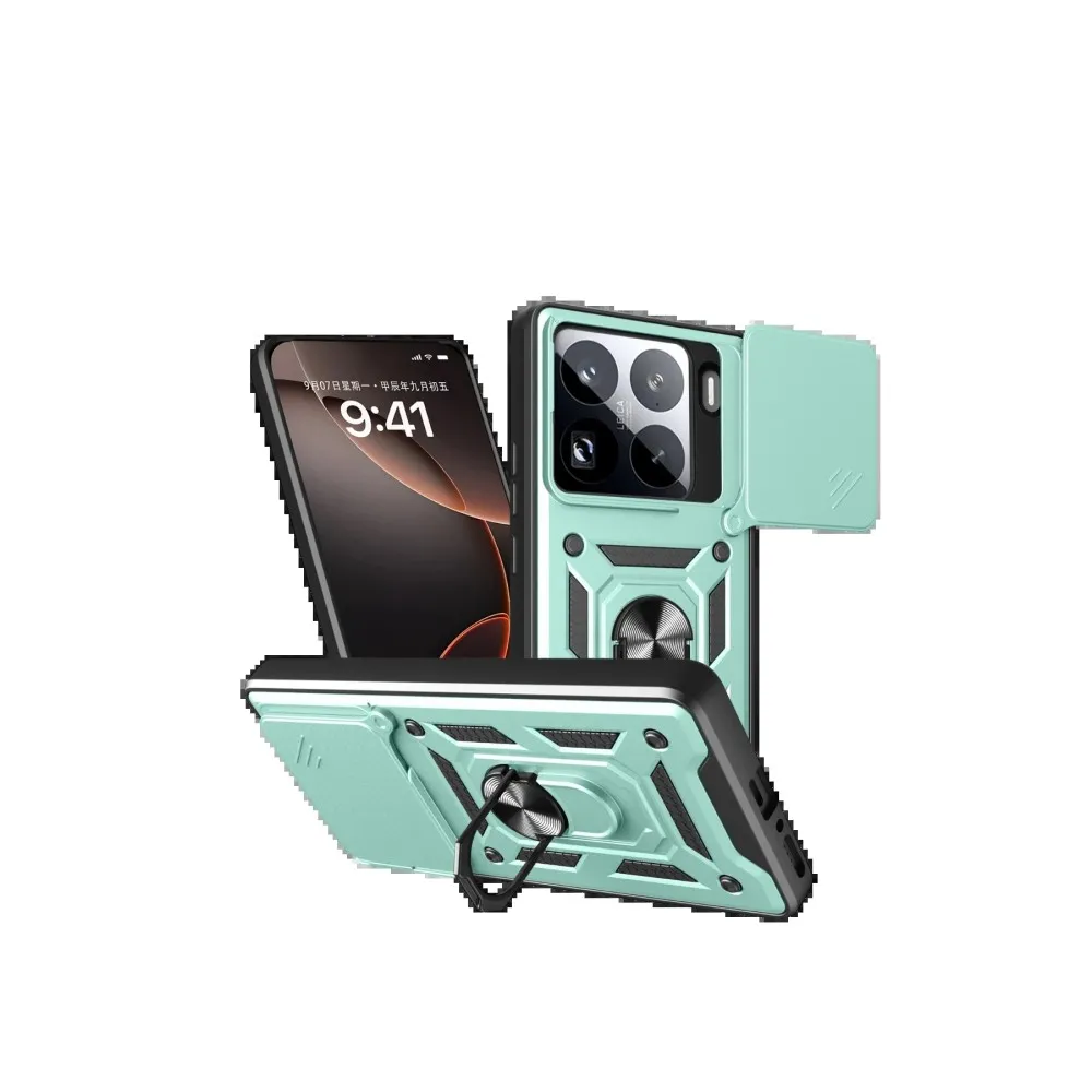 Newface Xiaomi Mi 15 Pro Kılıf Pars Lens Yüzüklü Silikon - Yeşil