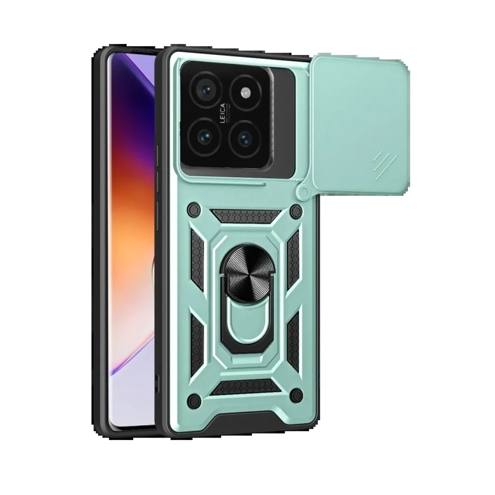 Newface Xiaomi Mi 14T Pro Kılıf Pars Lens Yüzüklü Silikon - Yeşil