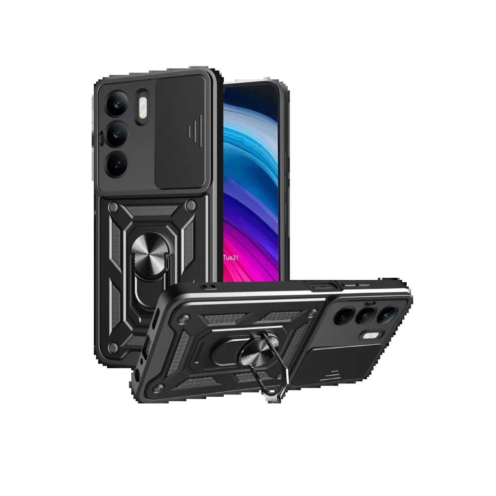 Newface Realme C75 4G Kılıf Pars Lens Yüzüklü Silikon - Siyah