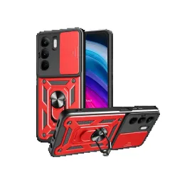 Newface Realme C75 4G Kılıf Pars Lens Yüzüklü Silikon - Kırmızı