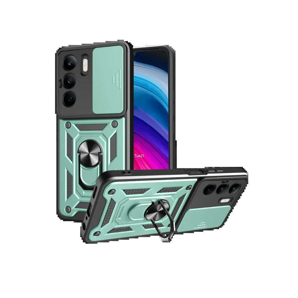 Newface Realme C75 4G Kılıf Pars Lens Yüzüklü Silikon - Yeşil