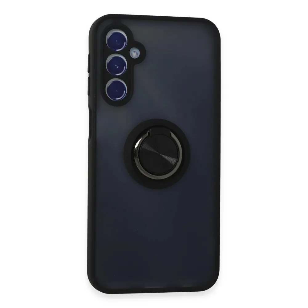 Newface Samsung Galaxy M34 5G Kılıf Montreal Yüzüklü Silikon Kapak - Siyah