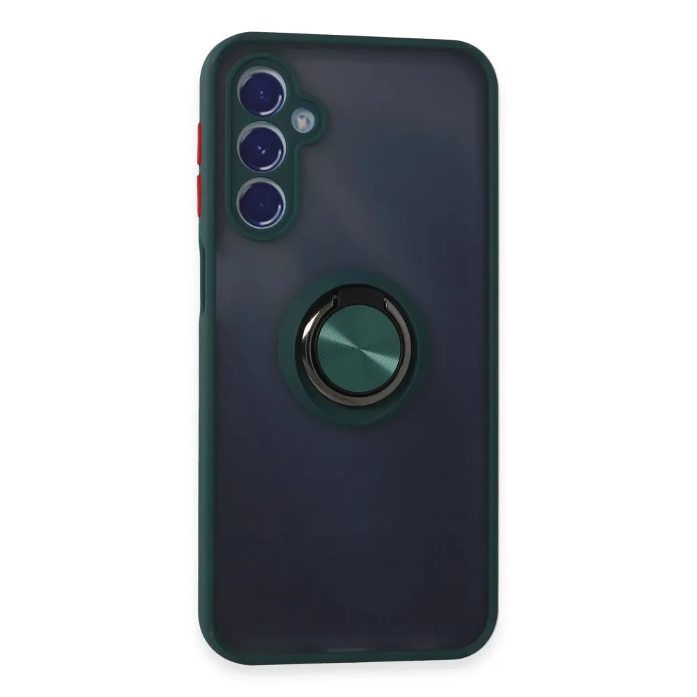 Newface Samsung Galaxy M34 5G Kılıf Montreal Yüzüklü Silikon Kapak - Yeşil