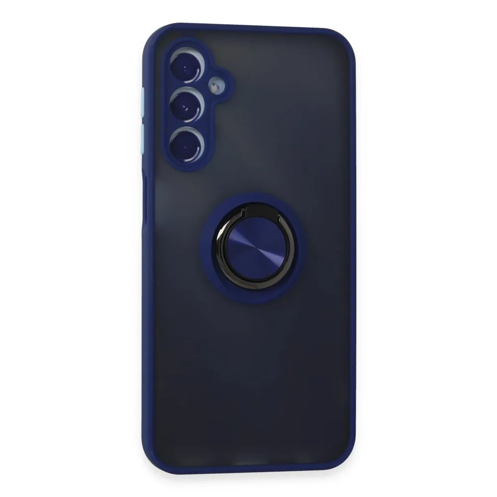 Newface Samsung Galaxy M34 5G Kılıf Montreal Yüzüklü Silikon Kapak - Lacivert