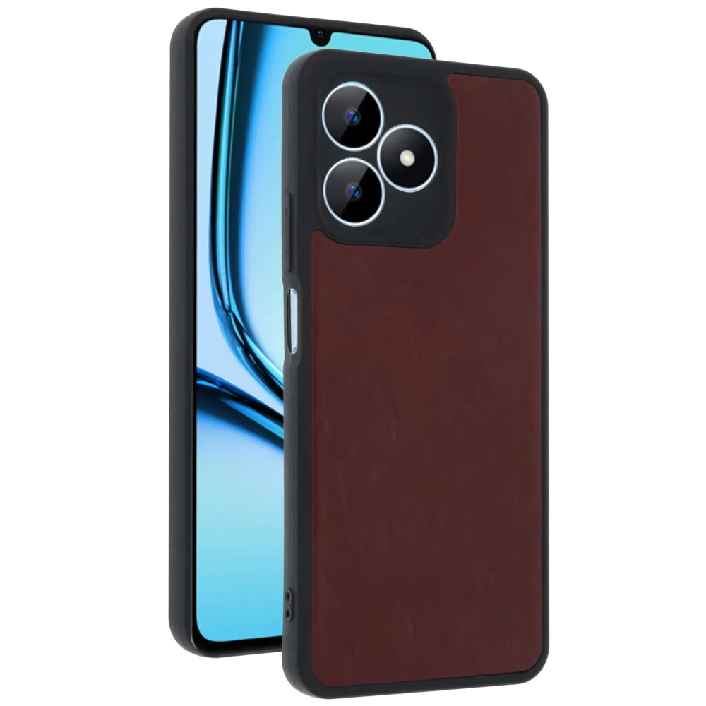 Newface Realme Note 50 4G Kılıf Aras Deri Kapak - Bordo