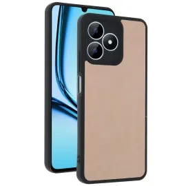 Newface Realme Note 50 4G Kılıf Aras Deri Kapak - Pudra