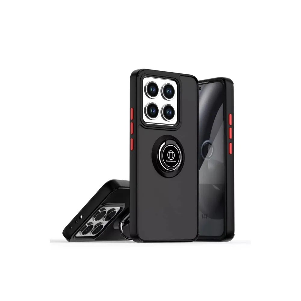 Newface Xiaomi Mi 14T Pro Kılıf Montreal Yüzüklü Silikon Kapak - Siyah