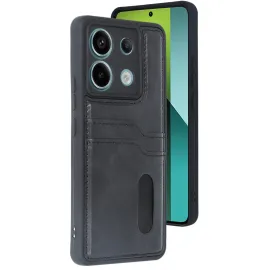 Newface Xiaomi Redmi Note 13 Pro 4G Kılıf Sara Kartvizitli Deri Kılıf - Siyah