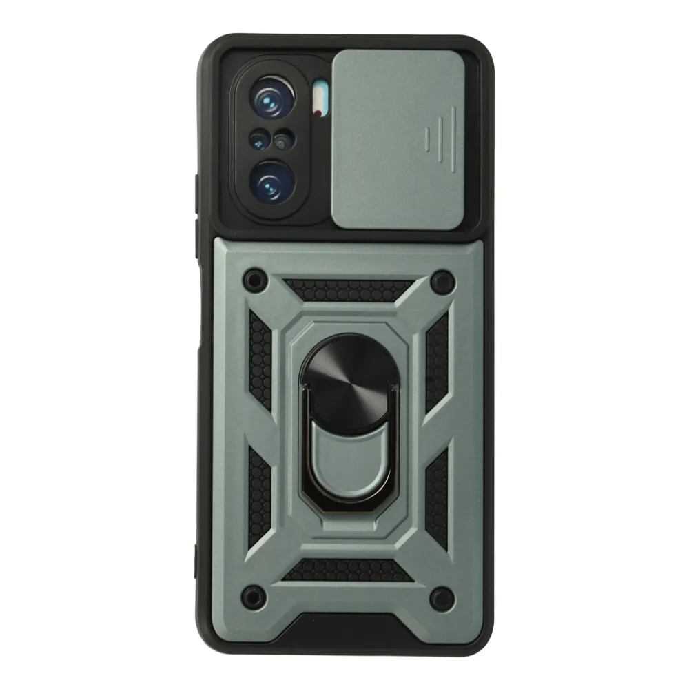 Newface Xiaomi Poco F3 Kılıf Pars Lens Yüzüklü Silikon - Yeşil