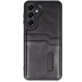 Newface Samsung Galaxy S24 Fe Kılıf Sara Kartvizitli Deri Kılıf - Siyah