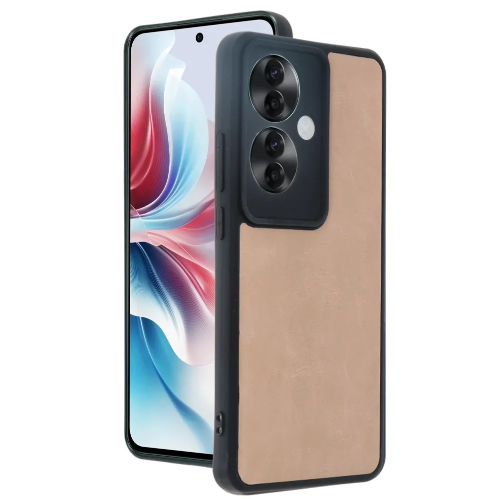 Newface Oppo Reno 11F Kılıf Aras Deri Kapak - Pudra