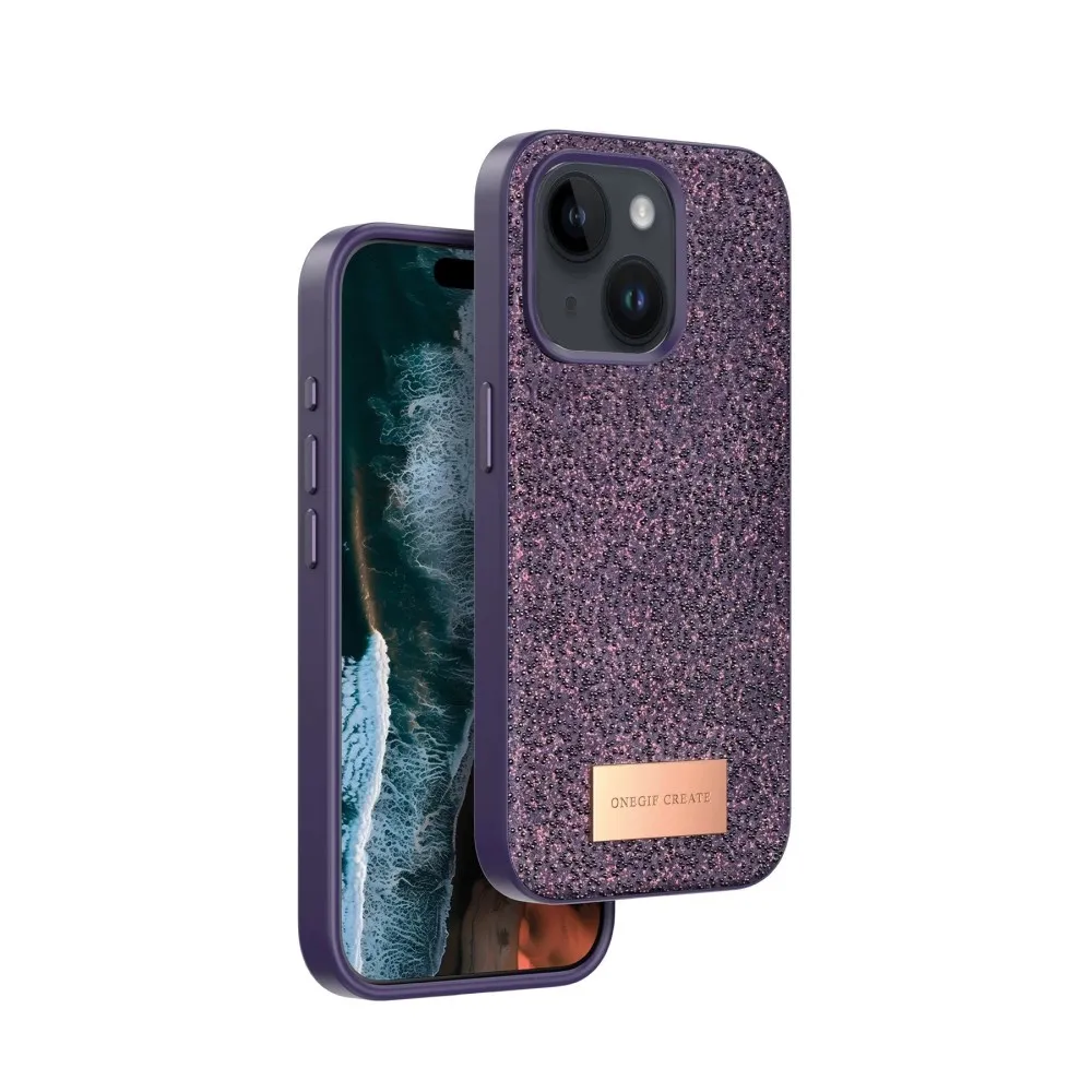 Onegif iPhone 14 Bright Simli Kapak - Derin Mor