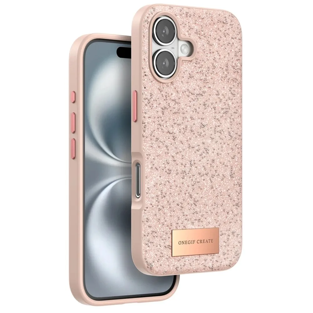 Onegif iPhone 16 Bright Simli Kapak - Pembe