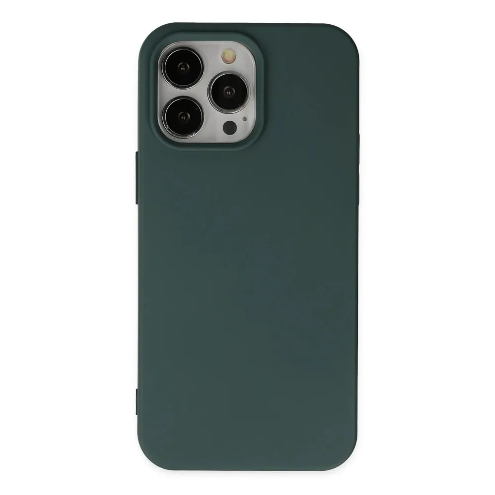 Newface iPhone 14 Pro Max Kılıf Nano içi Kadife Silikon - Koyu Yeşil