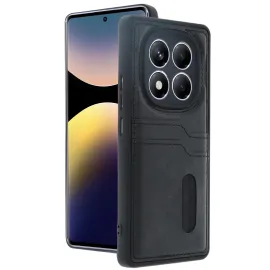 Newface Xiaomi Redmi Note 14 Pro 4G Kılıf Sara Kartvizitli Deri Kılıf - Siyah