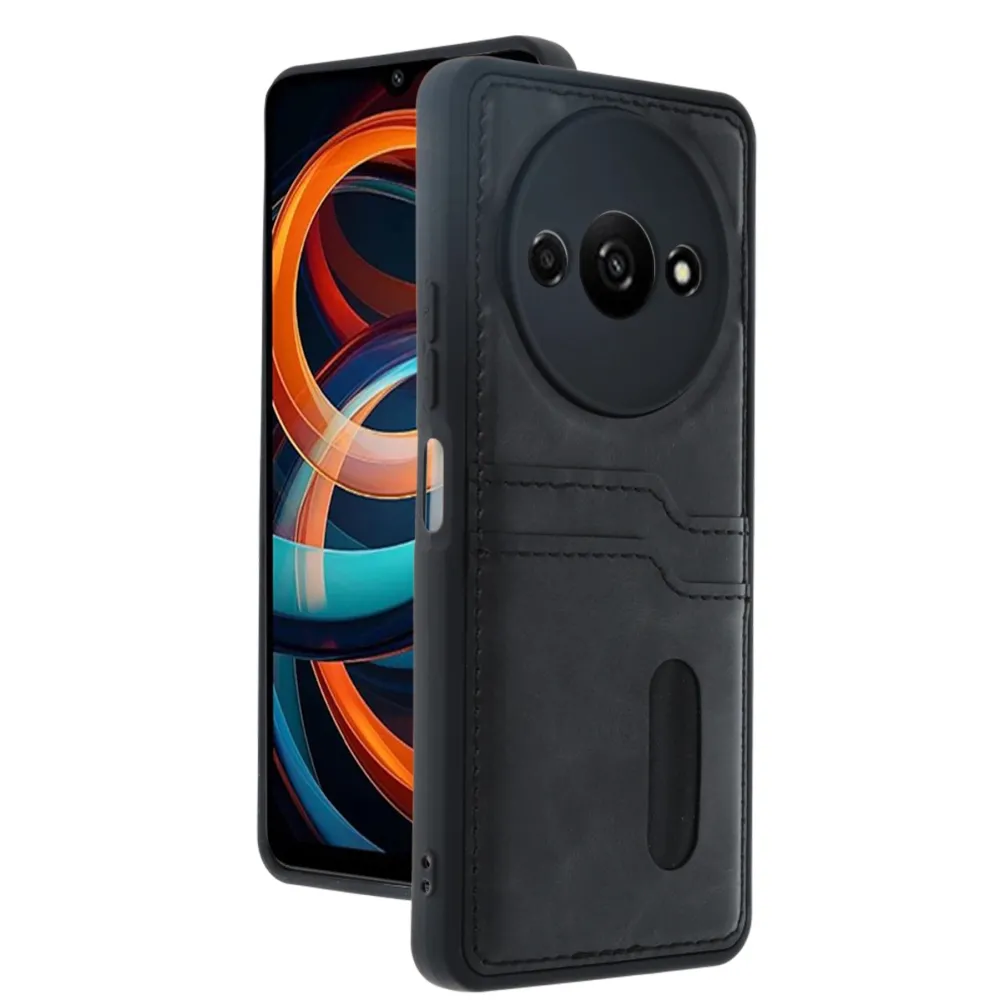 Newface Xiaomi Redmi A3 4G Kılıf Sara Kartvizitli Deri Kılıf - Siyah