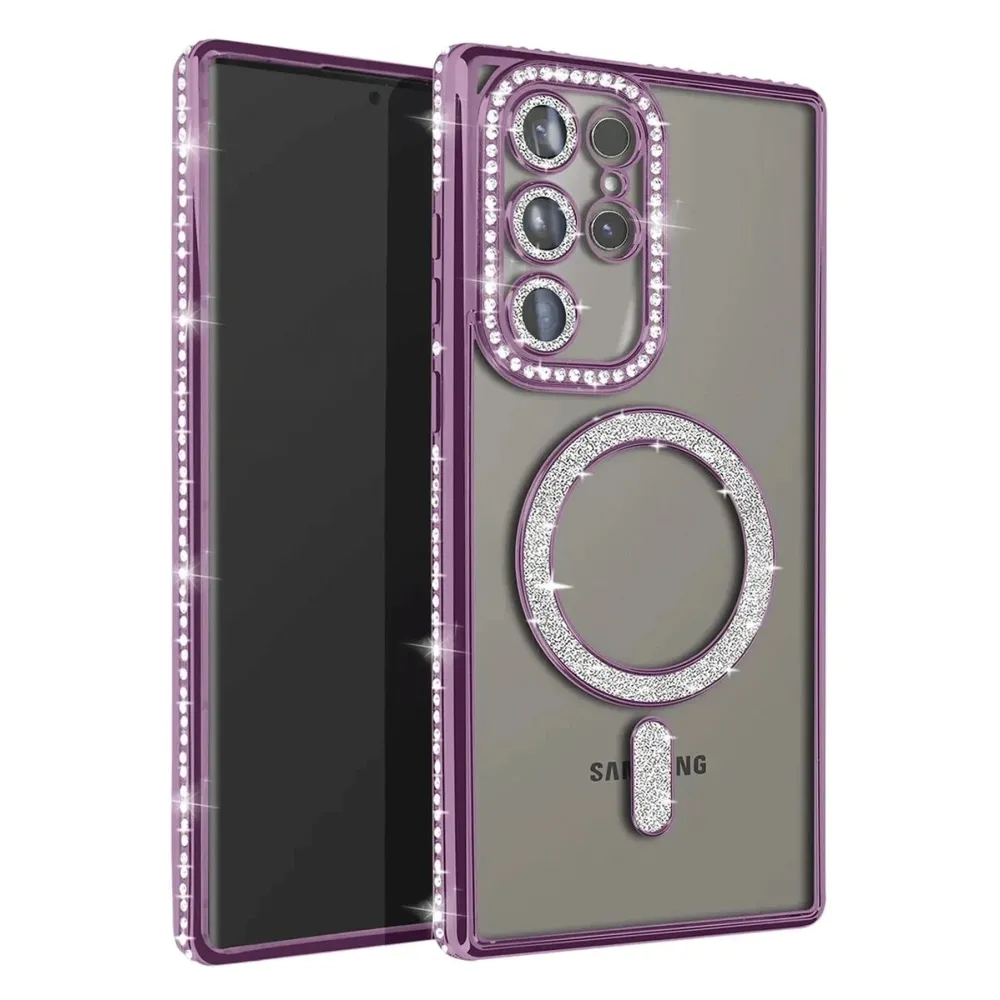 Newface Samsung Galaxy S23 Ultra Joke Simli Magneticsafe Kılıf - Derin Mor