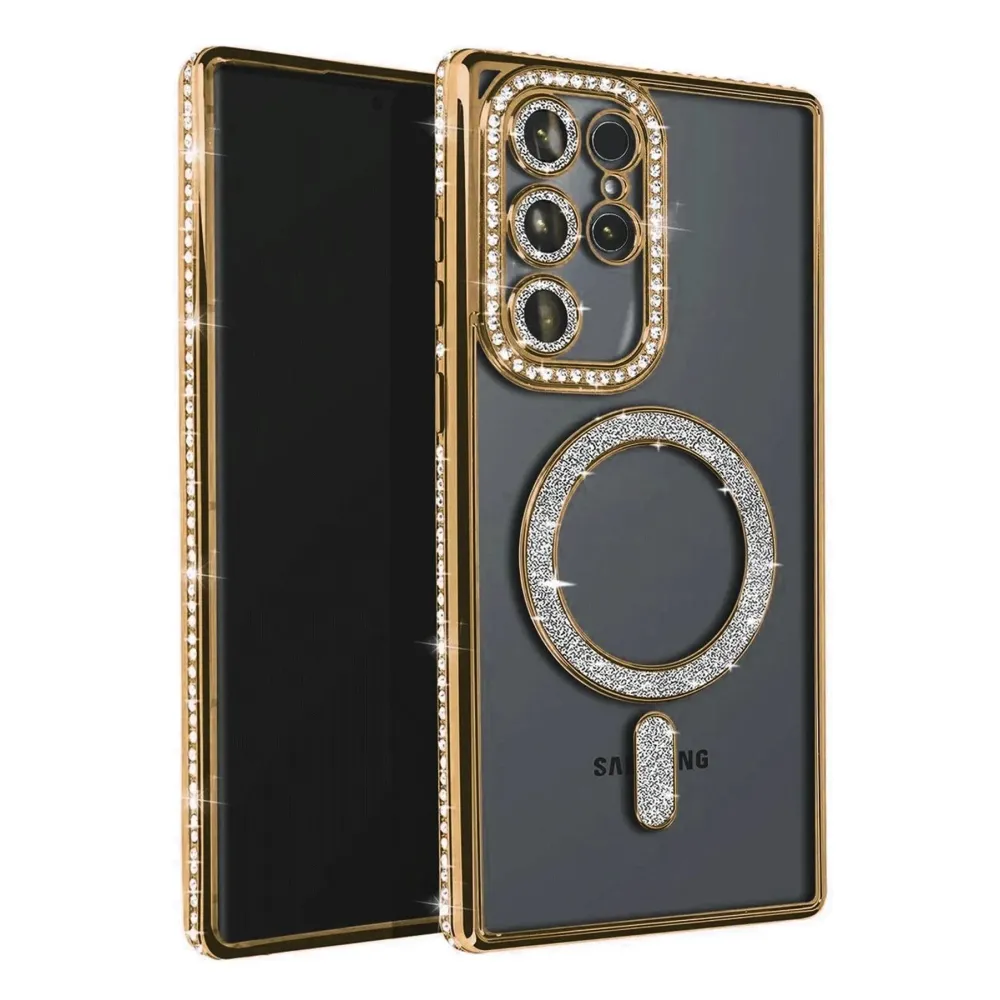 Newface Samsung Galaxy S23 Ultra Joke Simli Magneticsafe Kılıf - Gold