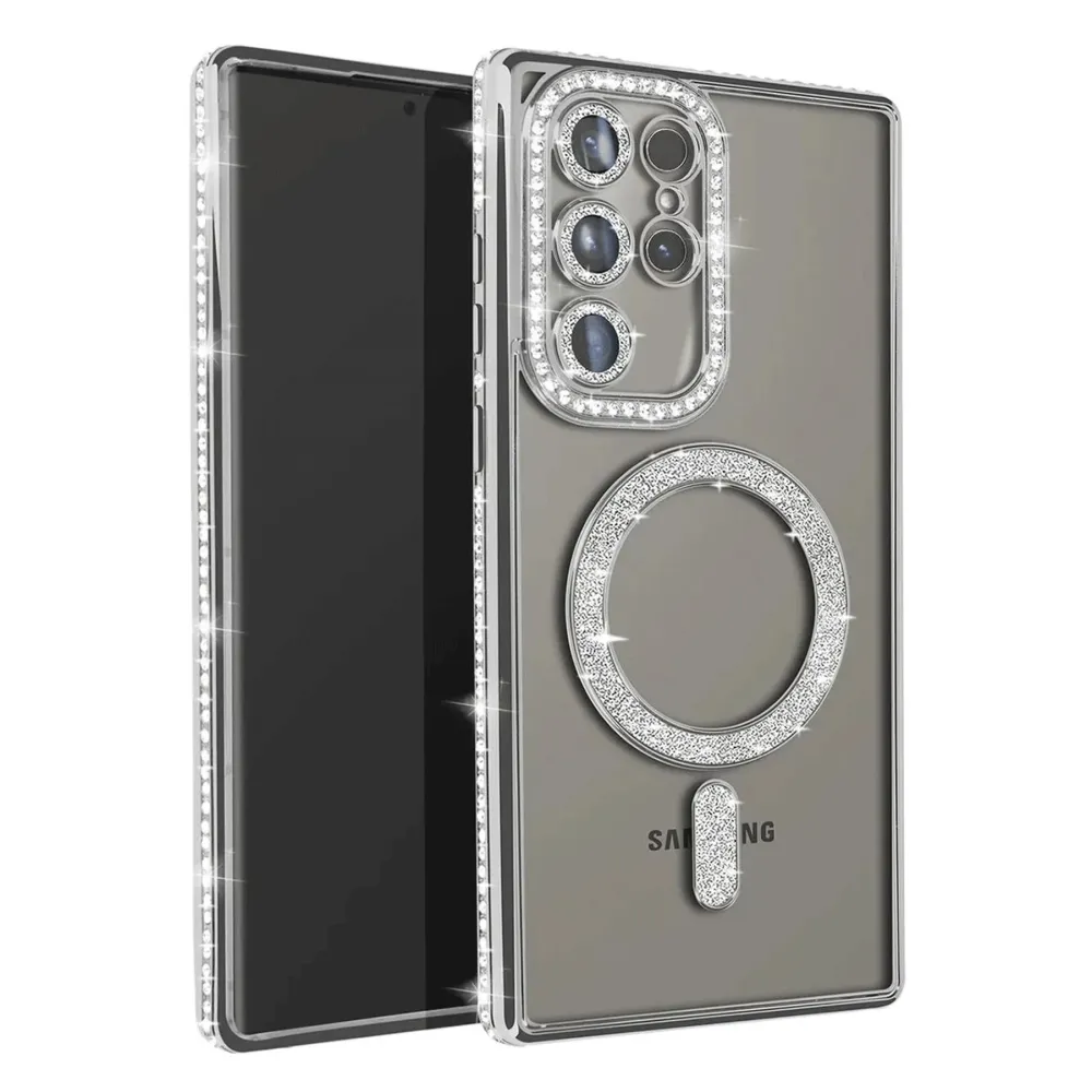 Newface Samsung Galaxy S23 Ultra Joke Simli Magneticsafe Kılıf - Gümüş