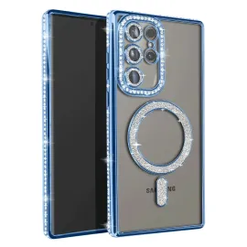 Newface Samsung Galaxy S23 Ultra Joke Simli Magneticsafe Kılıf - Mavi