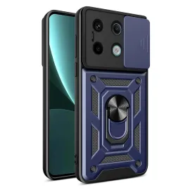 Newface Xiaomi Poco X6 Pro Kılıf Pars Lens Yüzüklü Silikon - Lacivert